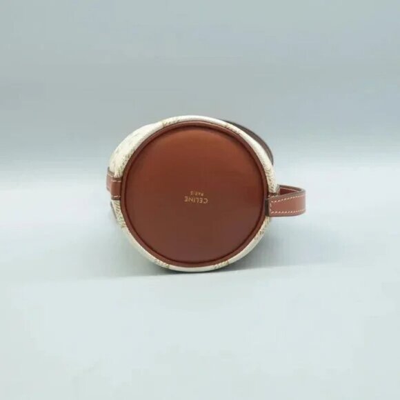 100% Authentic CELINE Drawstring Bucket White Leather Shoulder Bag 1122-10424 - Picture 5 of 12